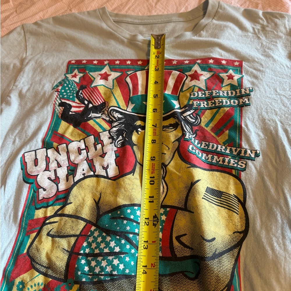 Grunt Style Patriotic Graphic Tee Shirt , Light Blue, Size Large. - Picture 7 of 11